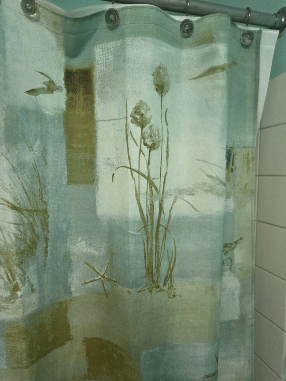 Avanti Seafoam Blue Coastal Shower Curtain. Hooks And Liner Not Included.